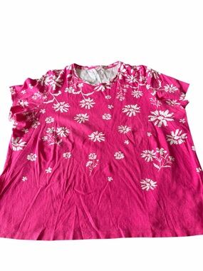 Kim Rogers Bright Pink Floral Short Sleeve Tee